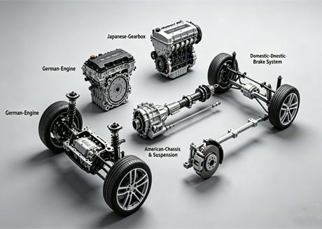 Vergleich der Eigenschaften deutscher, japanischer, amerikanischer und inländischer Automobilteile